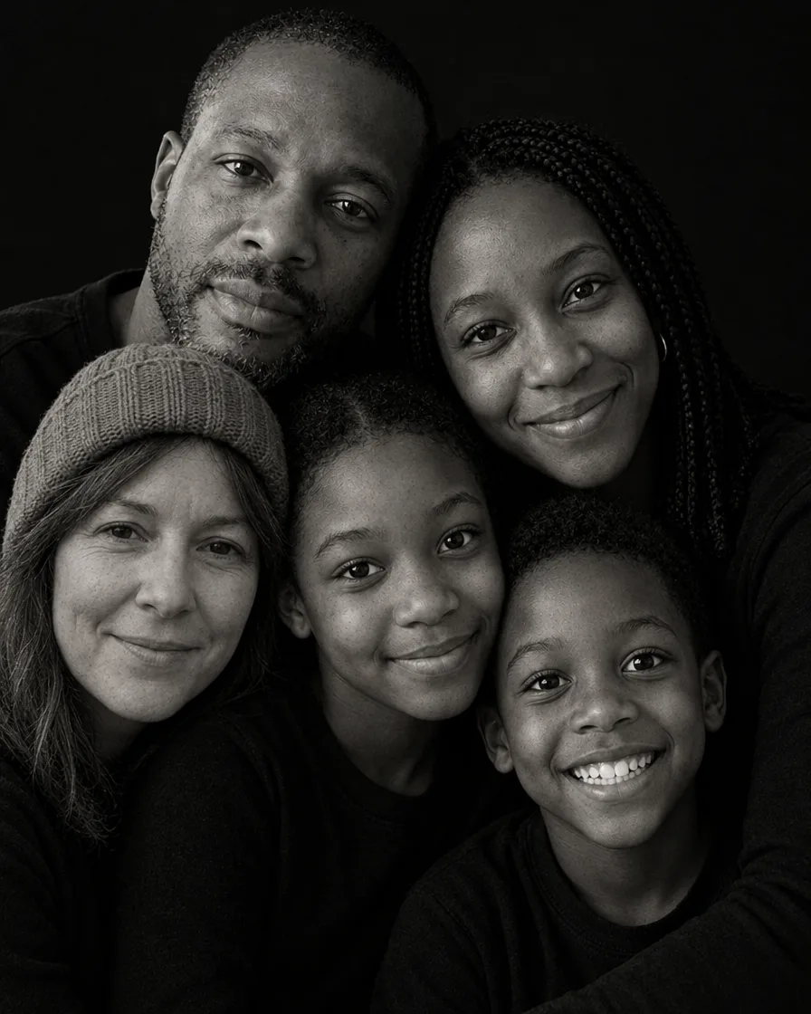 Add someone to a black-and-white portrait