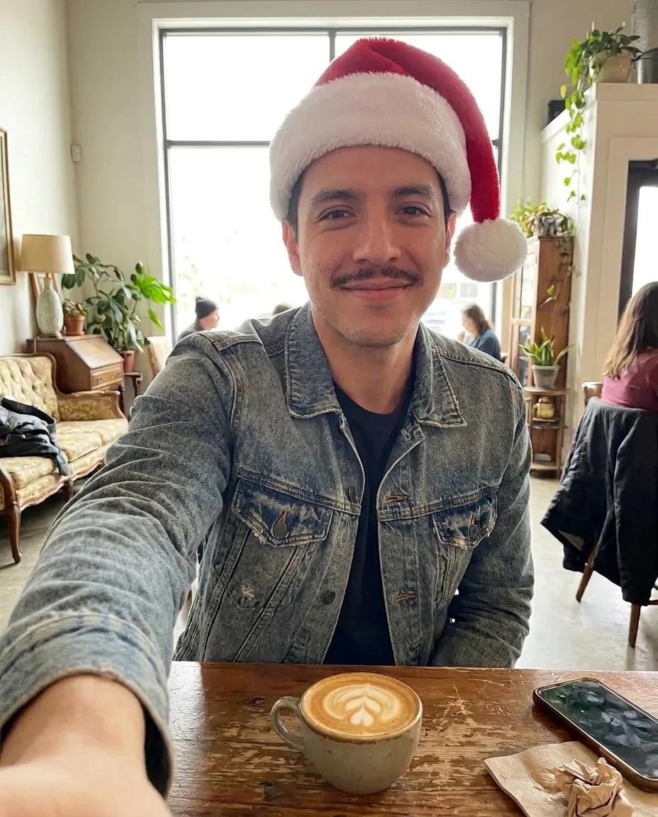 Santa hat on a selfie