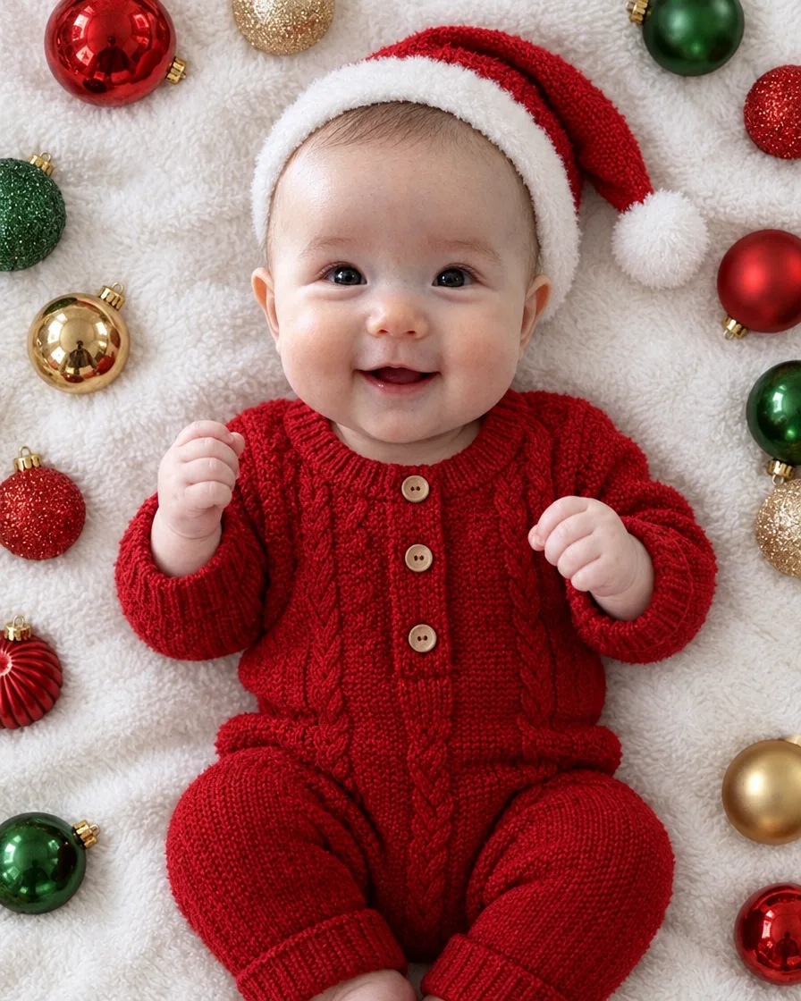 Baby among baubles