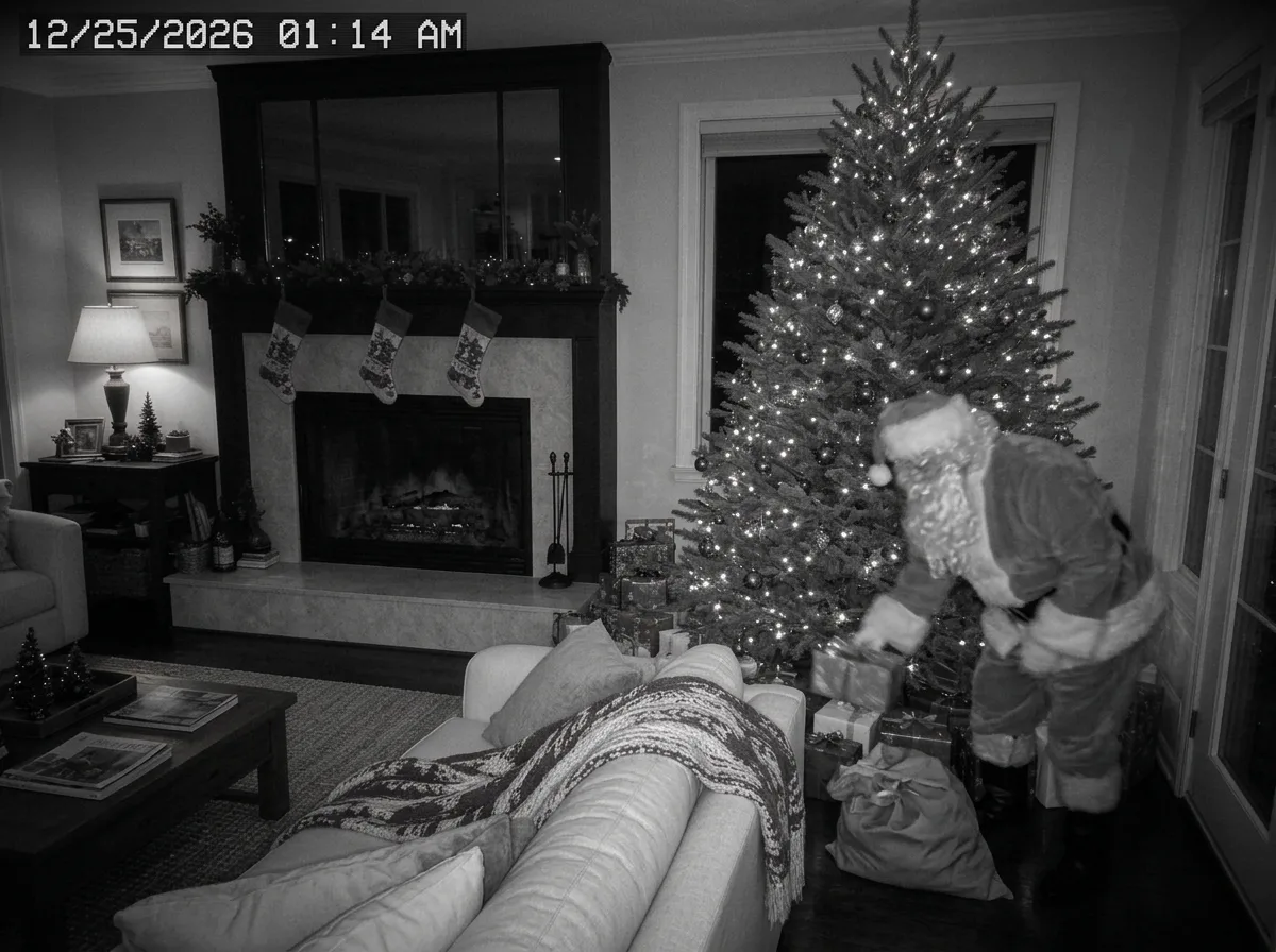 Santa on the security camera