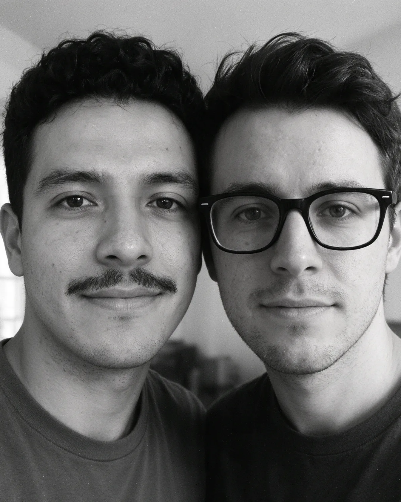 Cheek to cheek in black and white