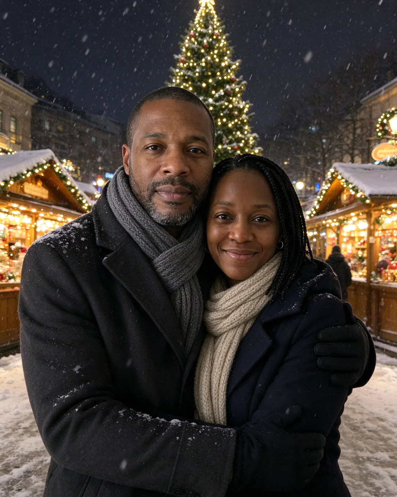 Christmas market in the snow