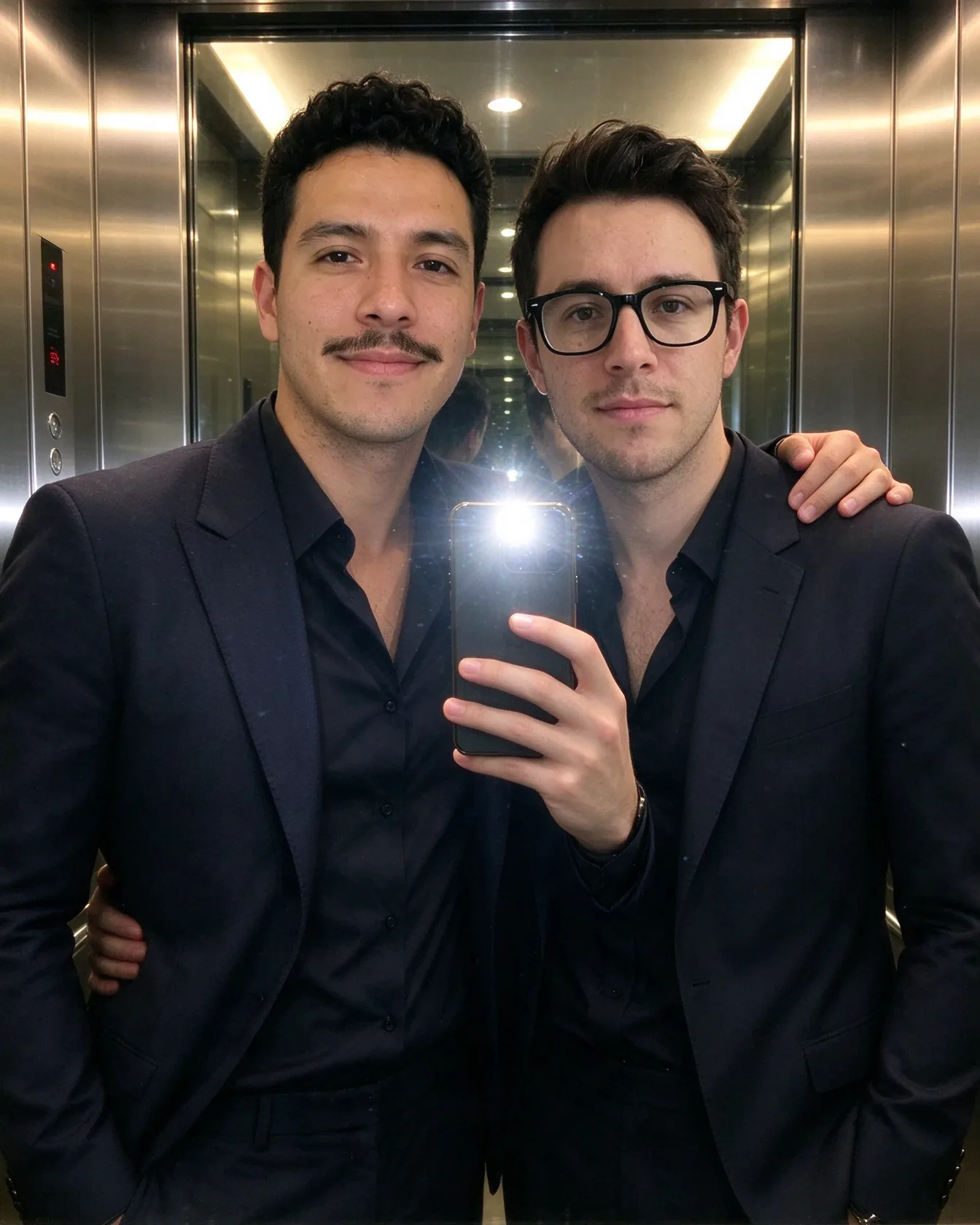 Elevator flash selfie