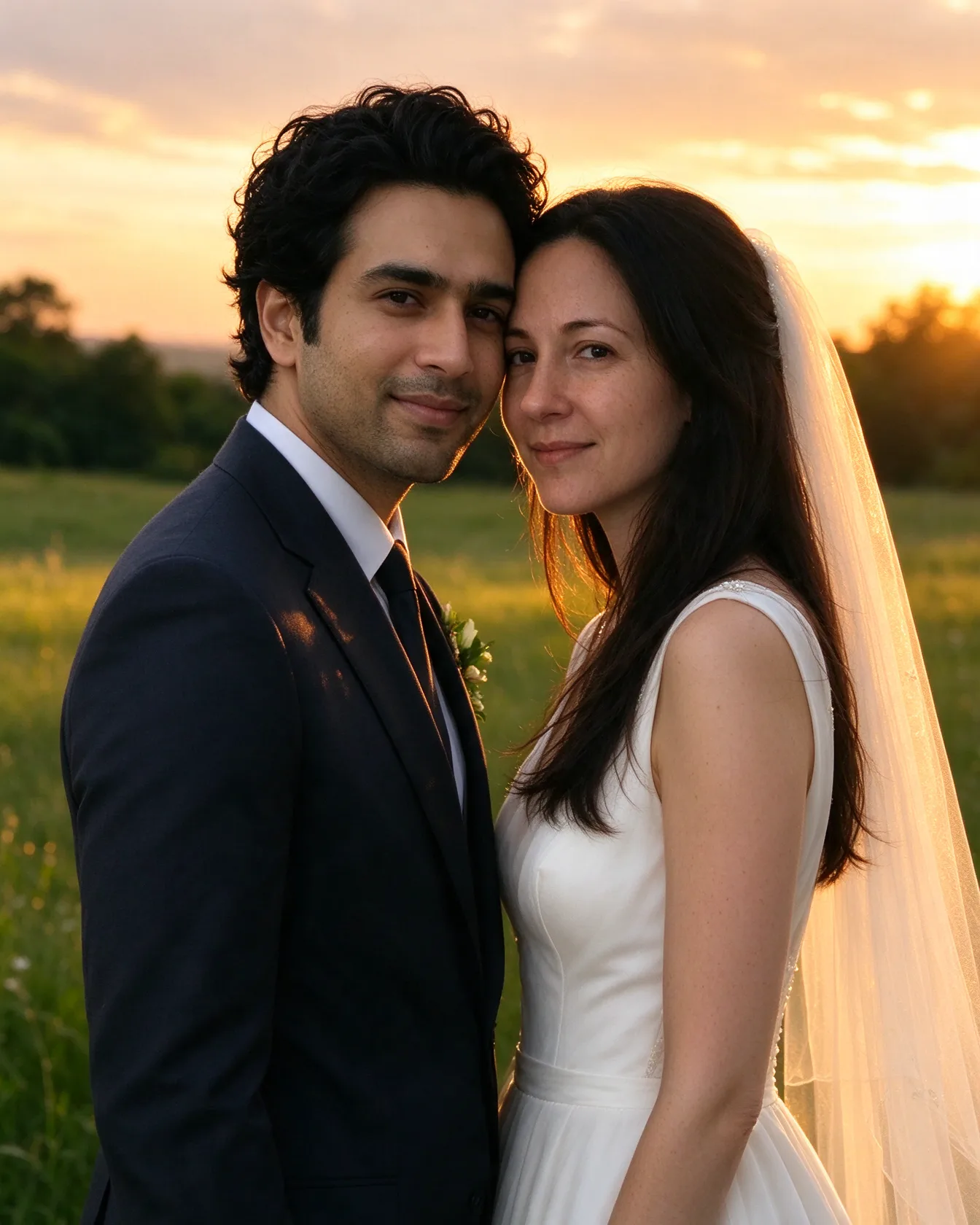 Wedding portrait in a meadow