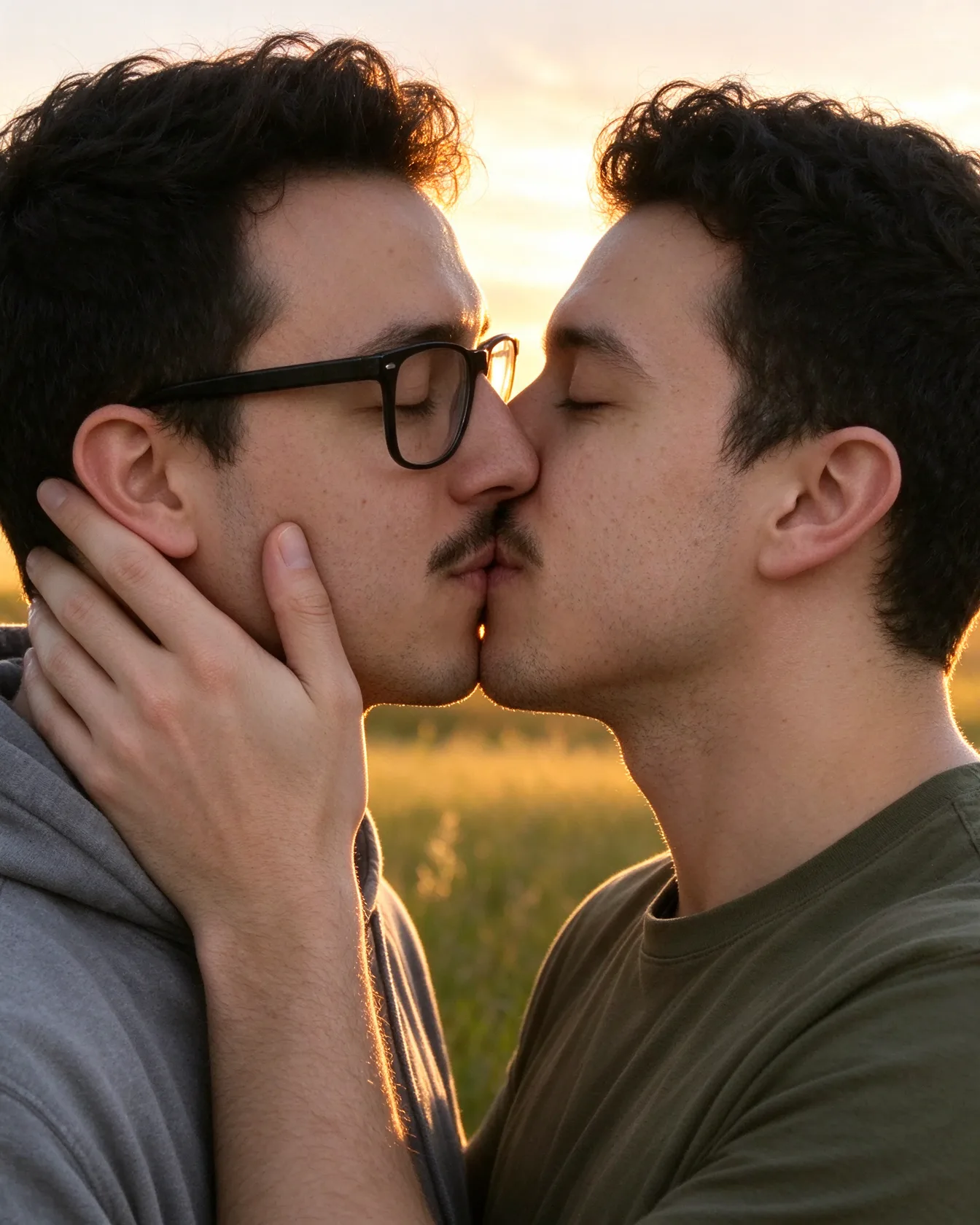 A soft kiss at golden hour
