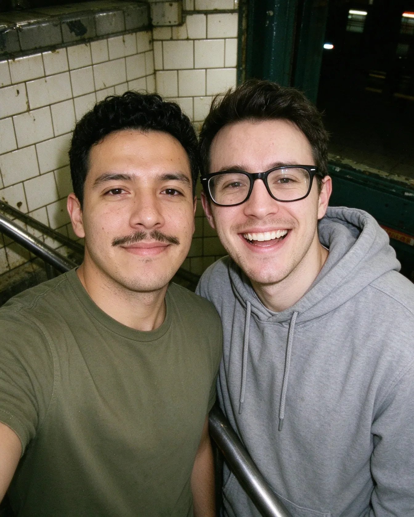 Subway stairs with flash