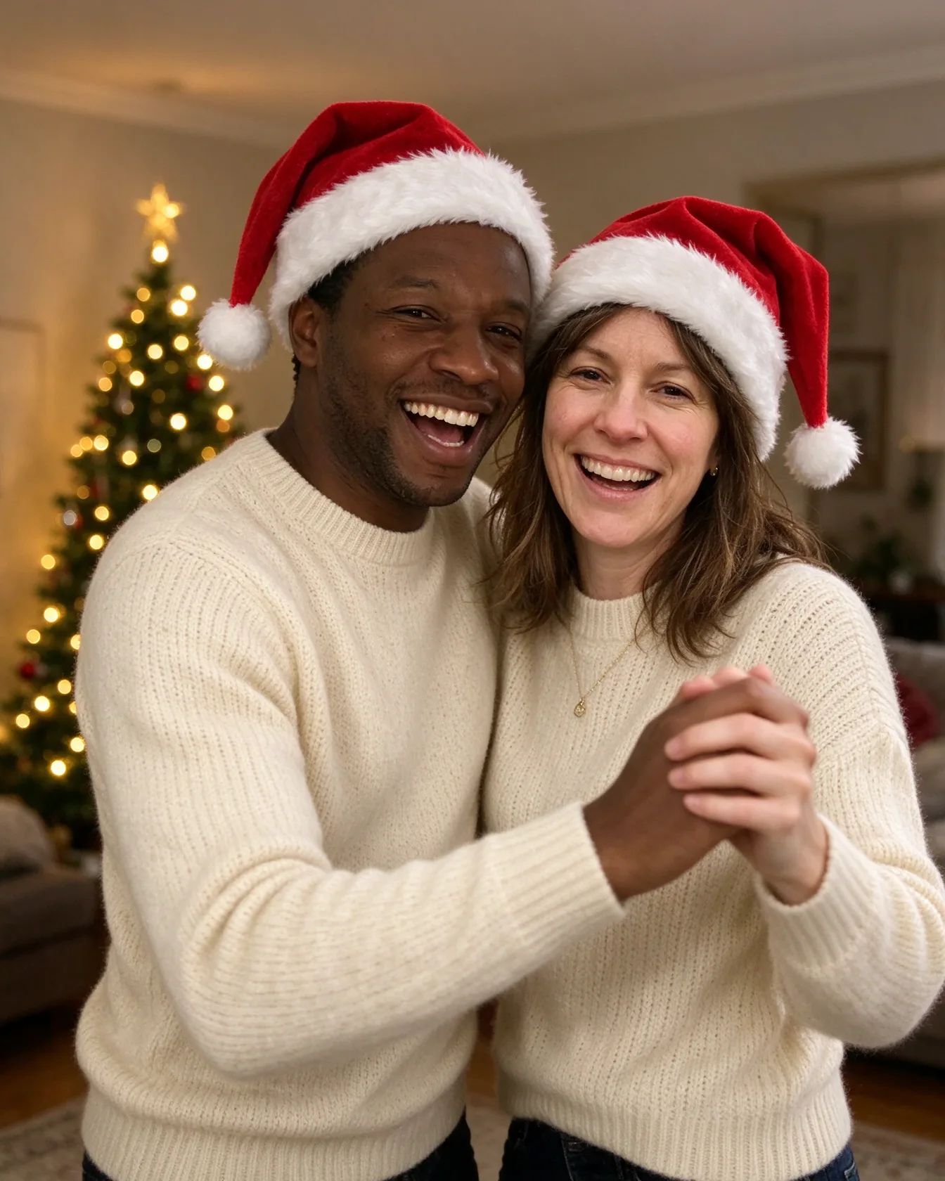 Dancing by the Christmas tree