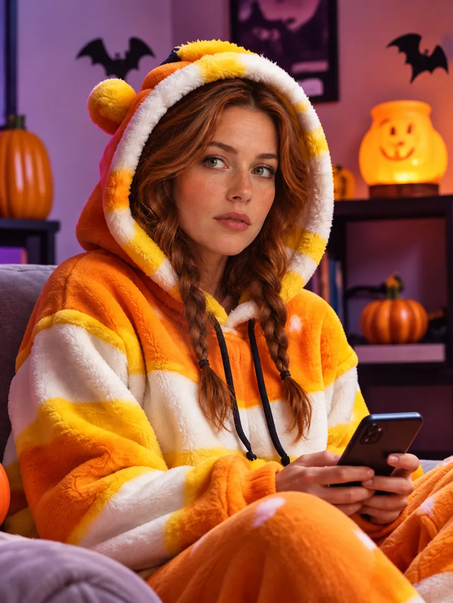Candy-corn hoodie on the couch: Style inspiration · preview imagery
