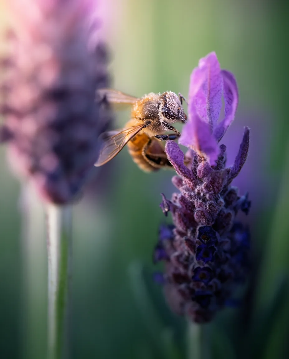 Bee on lavender, macro (Krea 2 Large)