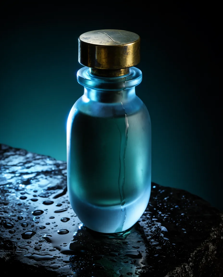 Perfume bottle on wet stone (Krea 2 Large)