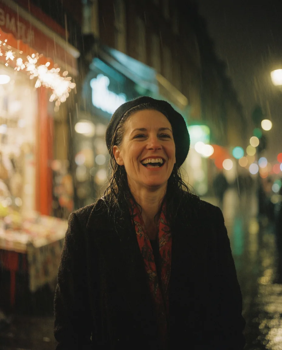 Rainy night film portrait (Krea 2 Medium)