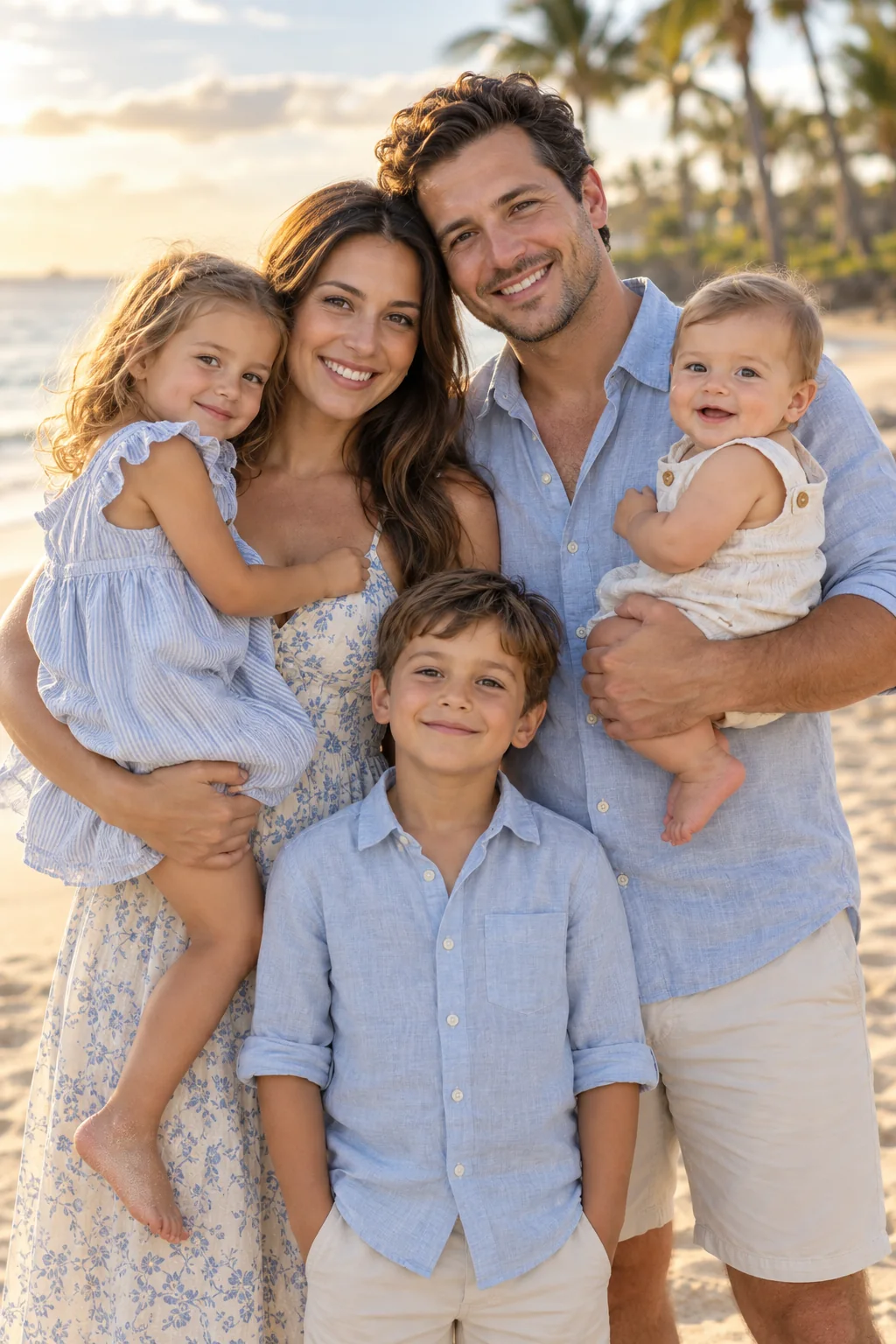 A close beach family moment