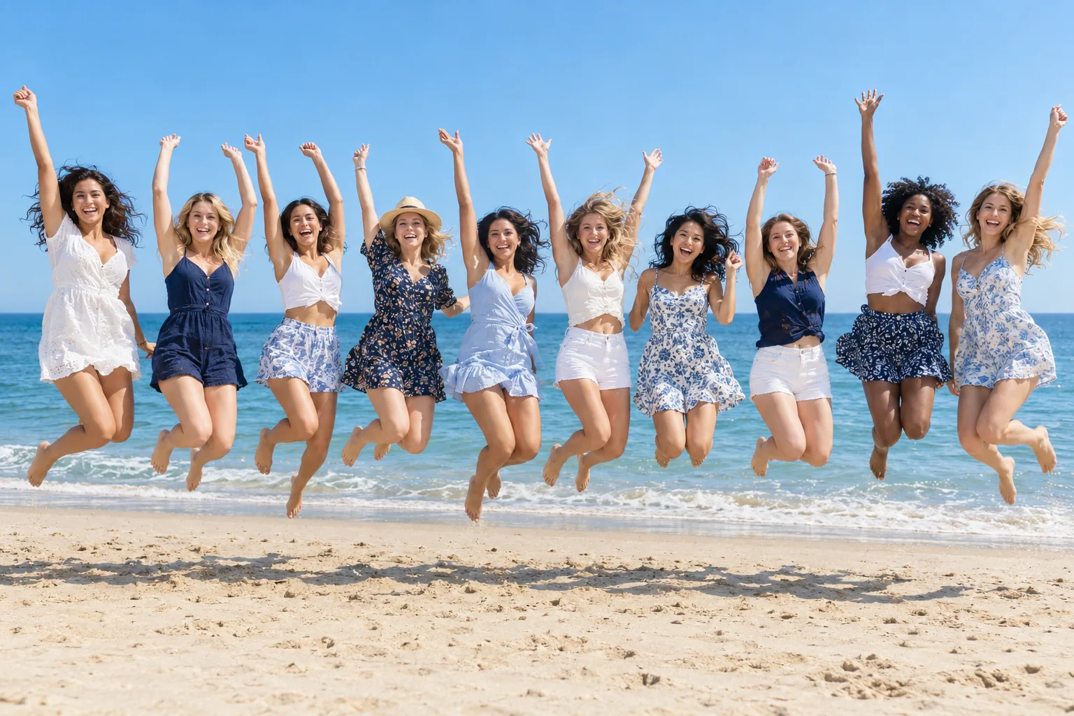 The whole crew jumps