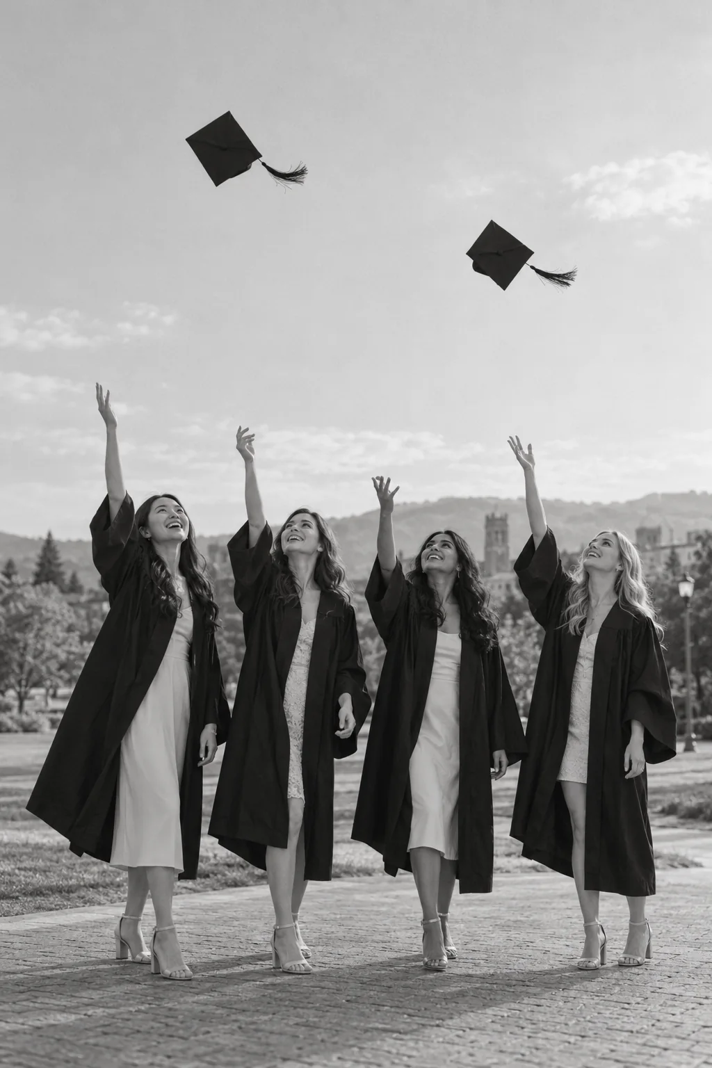 Caps in the air