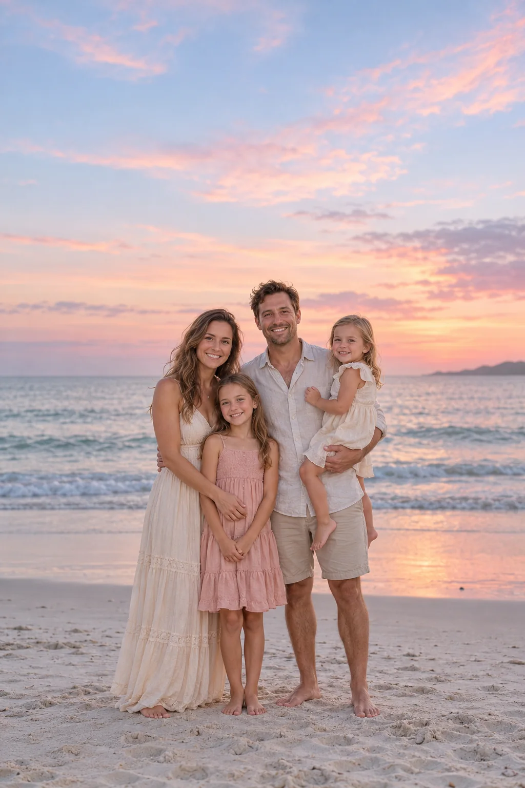 Pastel beach family