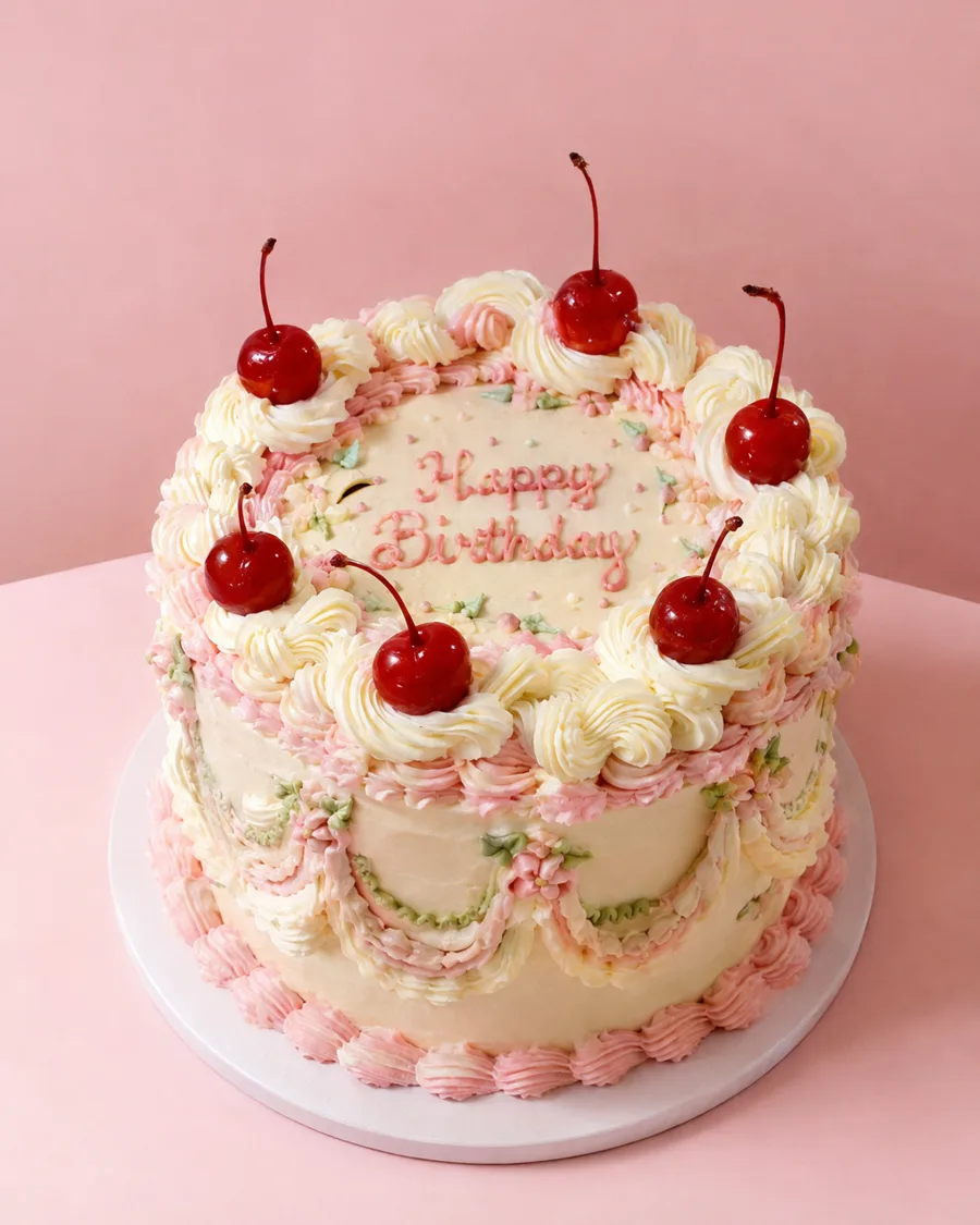ヴィンテージ風の絞りケーキ