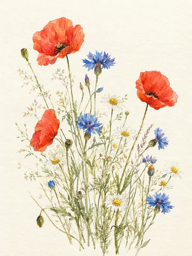 Watercolour wildflowers